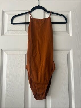 Rust Brown High-Cut One-Piece Swimsuit